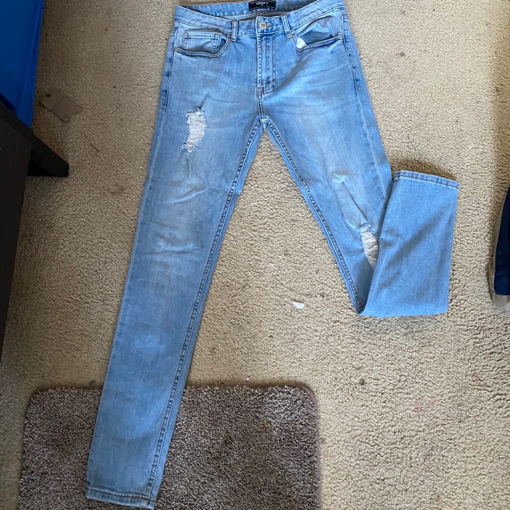 Forever 21 Skinny Ripped Jeans